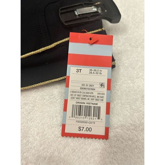 NWT 3T black leggings gold trim on sides elastic waist - Picture 7 of 8